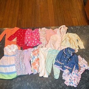 15 Piece Lot of Baby Girl Clothes 12-18 Months Cotton One Piece Carters Dress